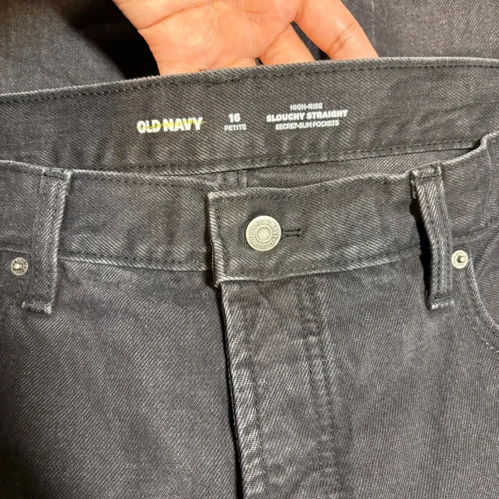 Old Navy High Rise Slouchy Straight In Black | Sz 16P